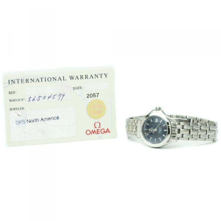 Pre Owned Omega Blue Stainless Steel Seamaster Women's Wristwatch 26MM