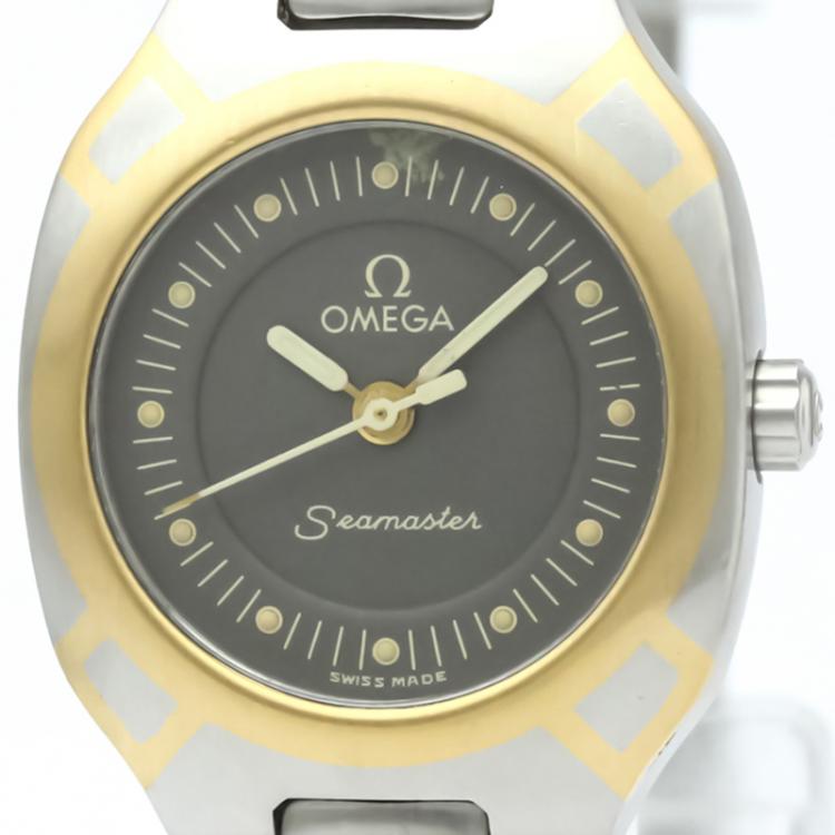 Pre Owned Omega Grey Stainless Steel Seamaster Polaris Women's Wristwatch 21MM