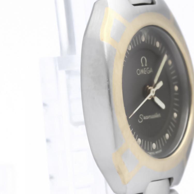 Pre Owned Omega Grey Stainless Steel Seamaster Polaris Women's Wristwatch 21MM