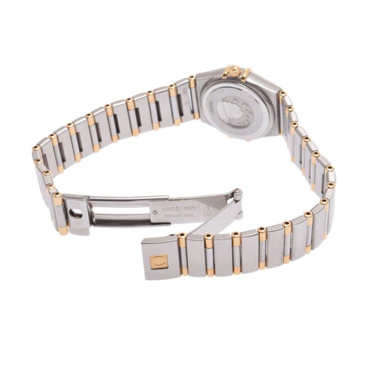 Pre Owned Omega White 18K Rose Gold and Stainless Steel Constellation Women's Wristwatch 23MM