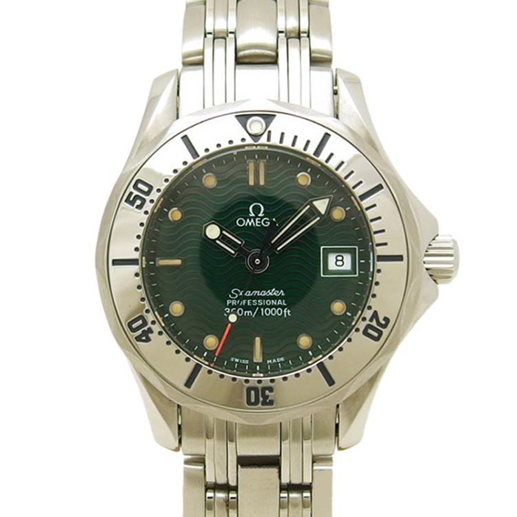 مملوكة مسبقًا Omega Green Stainless Steel Seamaster Women's Wristwatch 29MM