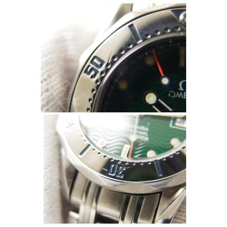 مملوكة مسبقًا Omega Green Stainless Steel Seamaster Women's Wristwatch 29MM
