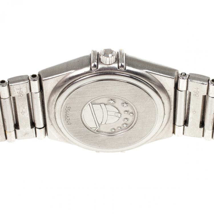 Pre Owned Omega White Stainless Steel Constellation Women's Wristwatch 25MM