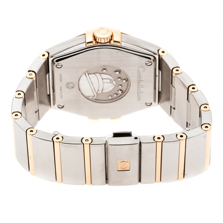 Pre Owned Omega Silver Stainless Steel and 18K Yellow Gold Constellation 396.2011 Women's Wristwatch 34 mm