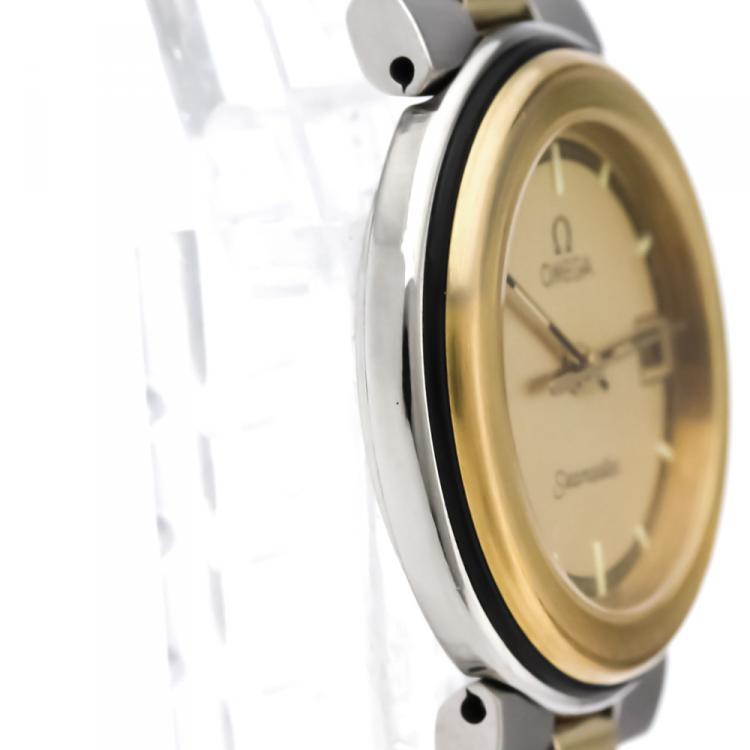 Pre Owned Omega Champagne Gold Plated Stainless Steel Seamaster Women's Wristwatch 26MM