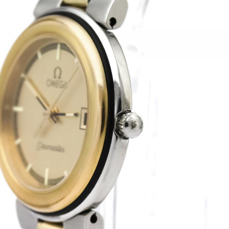 Pre Owned Omega Champagne Gold Plated Stainless Steel Seamaster Women's Wristwatch 26MM