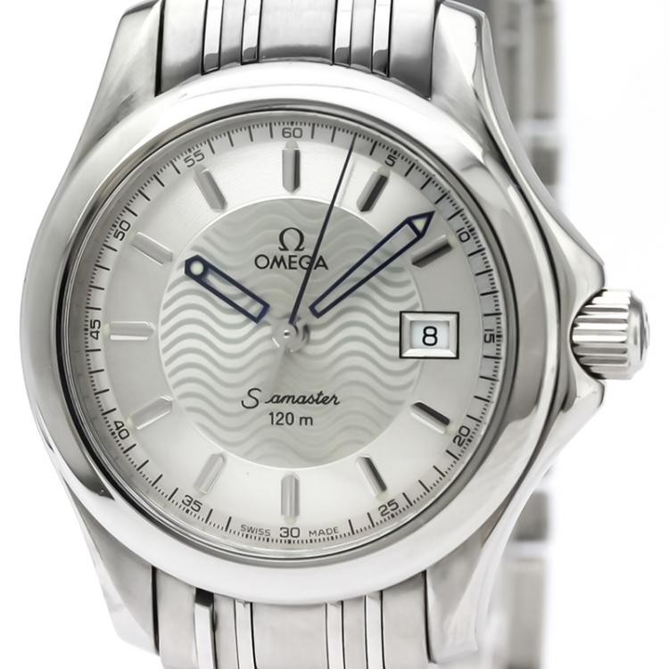Pre Owned Omega Silver Stainless Steel Seamaster Women's Wristwatch 26MM