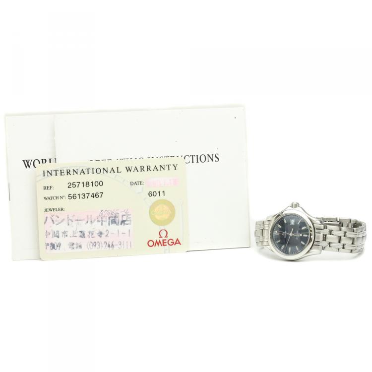Pre Owned Omega Blue Stainless Steel Seamaster 2571.81 Women's Wristwatch 29MM