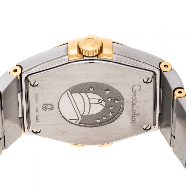 Pre Owned Omega Silver Stainless Steel and 18K Yellow Gold Constellation 396.2011 Women's Wristwatch 34 mm
