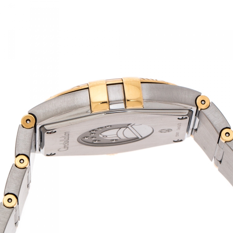 Pre Owned Omega Silver Stainless Steel and 18K Yellow Gold Constellation 396.2011 Women's Wristwatch 34 mm