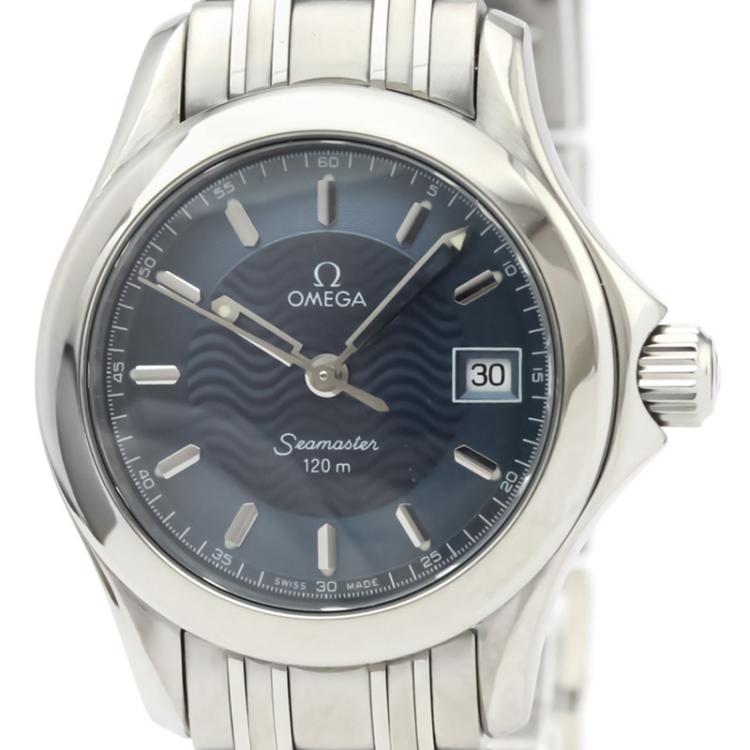 Pre Owned Omega Blue Stainless Steel Seamaster 120M 2581.81 Women's Wristwatch 26 MM