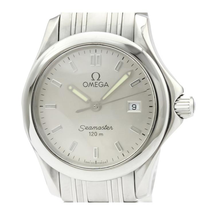 Pre Owned Omega Silver Stainless Steel Seamaster 120M 2571.31 Women's Wristwatch 28MM