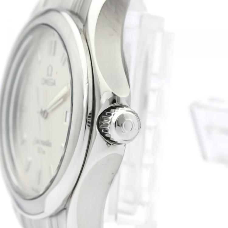 Pre Owned Omega Silver Stainless Steel Seamaster 120M 2571.31 Women's Wristwatch 28MM