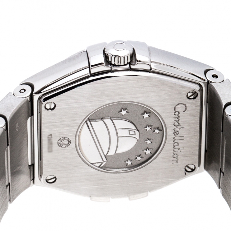 Pre Owned Omega Blue Grey Stainless Steel Diamonds Constellation 123.10.27.60.53.001 Women's Wristwatch 27 mm