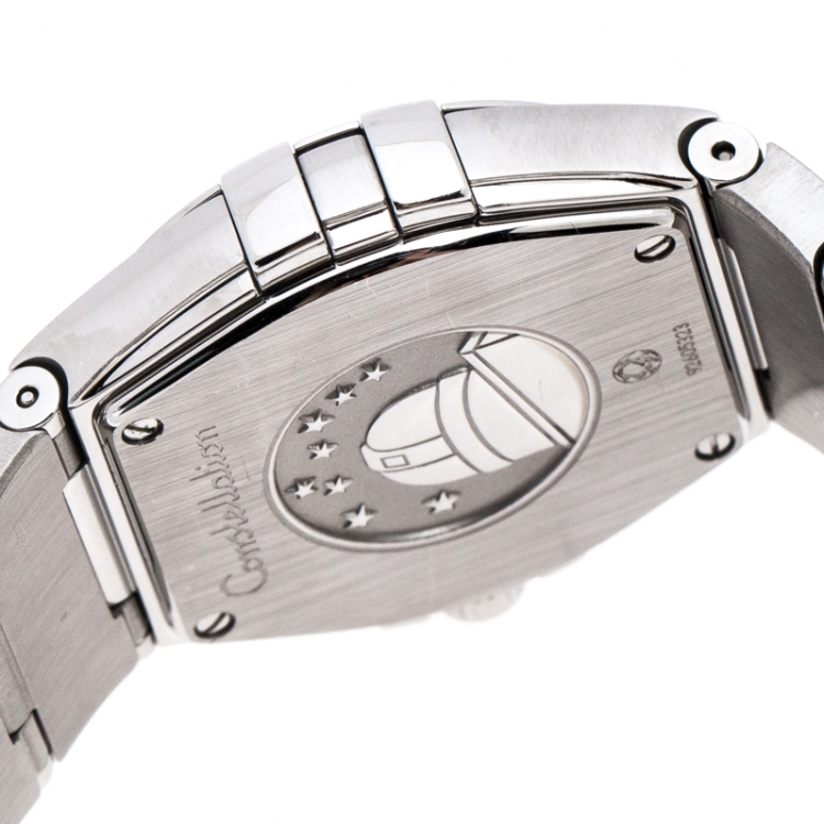 Pre Owned Omega Blue Grey Stainless Steel Diamonds Constellation 123.10.27.60.53.001 Women's Wristwatch 27 mm