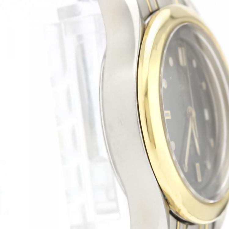 Pre Owned Omega Black 18K Yellow Gold and Stainless Steel Seamaster 120M 2371.50 Women's Wristwatch 29MM