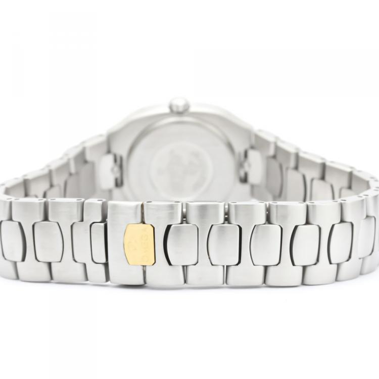 Pre Owned Omega Gray 18K Yellow Gold And Stainless Steel Seamaster Polaris 796.1022 Women's Wristwatch 21 MM