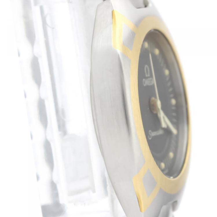 Pre Owned Omega Gray 18K Yellow Gold And Stainless Steel Seamaster Polaris 796.1022 Women's Wristwatch 21 MM