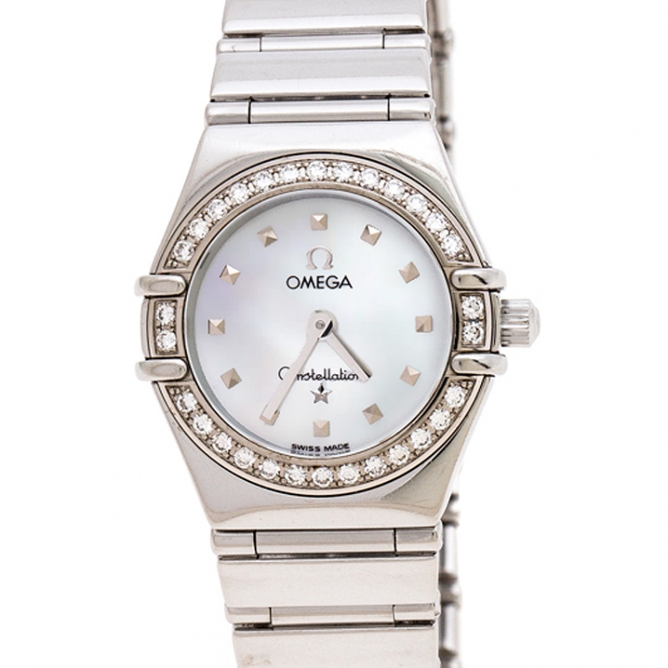 Pre Owned Omega Mother of Pearl Stainless Steel Diamonds My Choice Constellation 8951243 Women's Wristwatch 23 mm