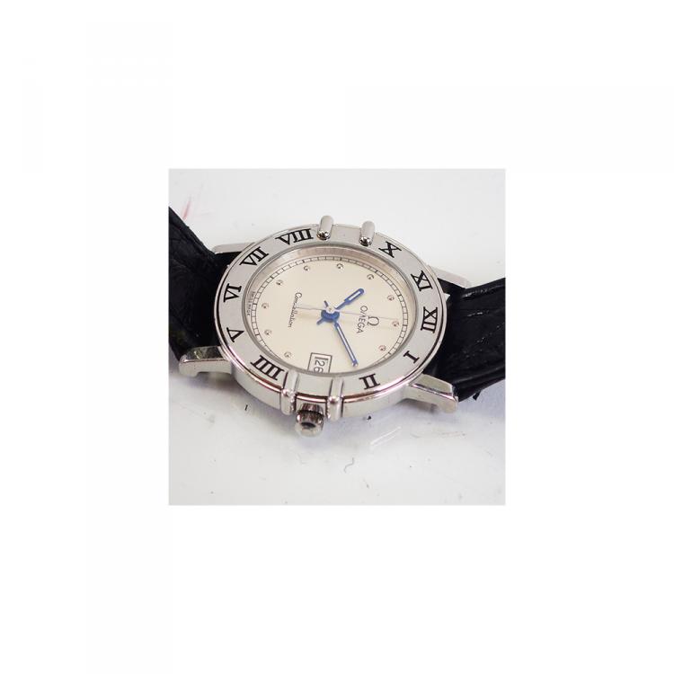 Pre Owned Omega Gold Stainless Steel and Leather Constellation Quartz Women's Wristwatch 27MM