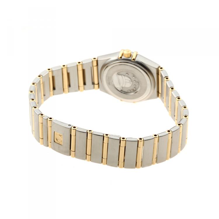 مملوكة مسبق�ًا Omega Champagne 18K Yellow Gold and Stainless Steel Constellation Mini 1262.10 Women's Wristwatch 24MM