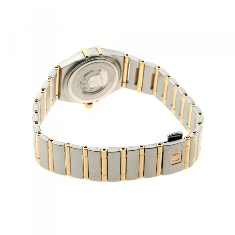 مملوكة مسبقًا Omega Champagne 18K Yellow Gold and Stainless Steel Constellation Mini 1262.10 Women's Wristwatch 24MM