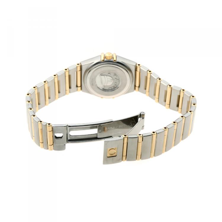 مملوكة مسبقًا Omega Champagne 18K Yellow Gold and Stainless Steel Constellation Mini 1262.10 Women's Wristwatch 24MM