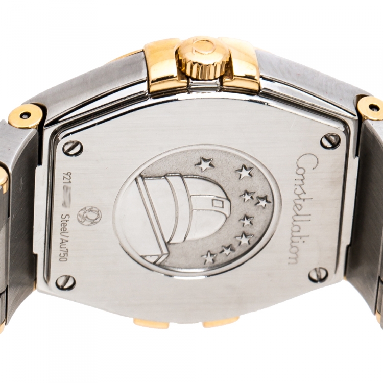 Pre Owned Omega Silver 18K Yellow Gold Stainless Steel Constellation 123.20.27.60.02.002 Women's Wristwatch 27 mm