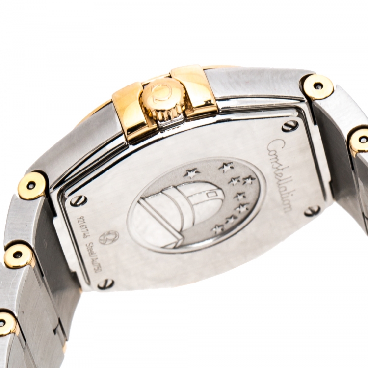 Pre Owned Omega Silver 18K Yellow Gold Stainless Steel Constellation 123.20.27.60.02.002 Women's Wristwatch 27 mm