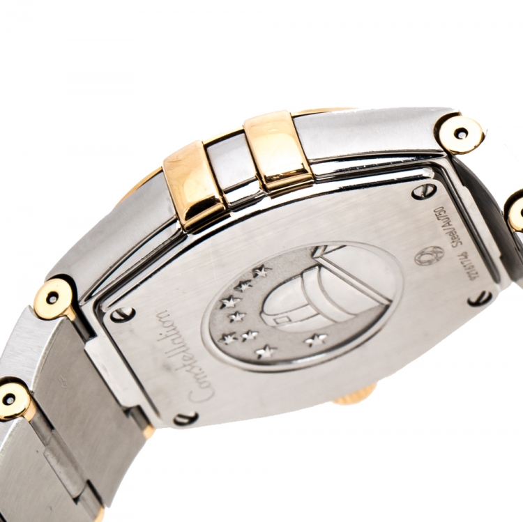 Pre Owned Omega Silver 18K Yellow Gold Stainless Steel Constellation 123.20.27.60.02.002 Women's Wristwatch 27 mm