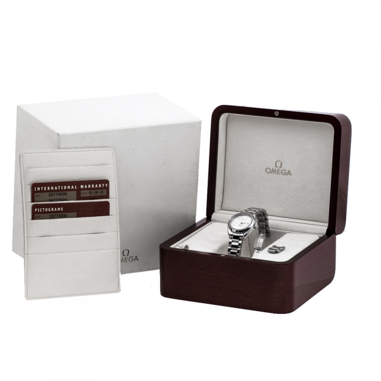 Pre Owned Omega Silver Stainless Steel Seamaster Aqua Terra 2577.30.00 Women's Wristwatch 29 mm