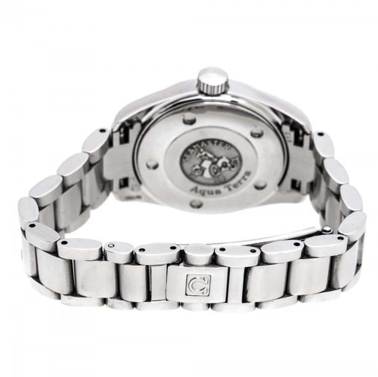 Pre Owned Omega Silver Stainless Steel Seamaster Aqua Terra 2577.30.00 Women's Wristwatch 29 mm