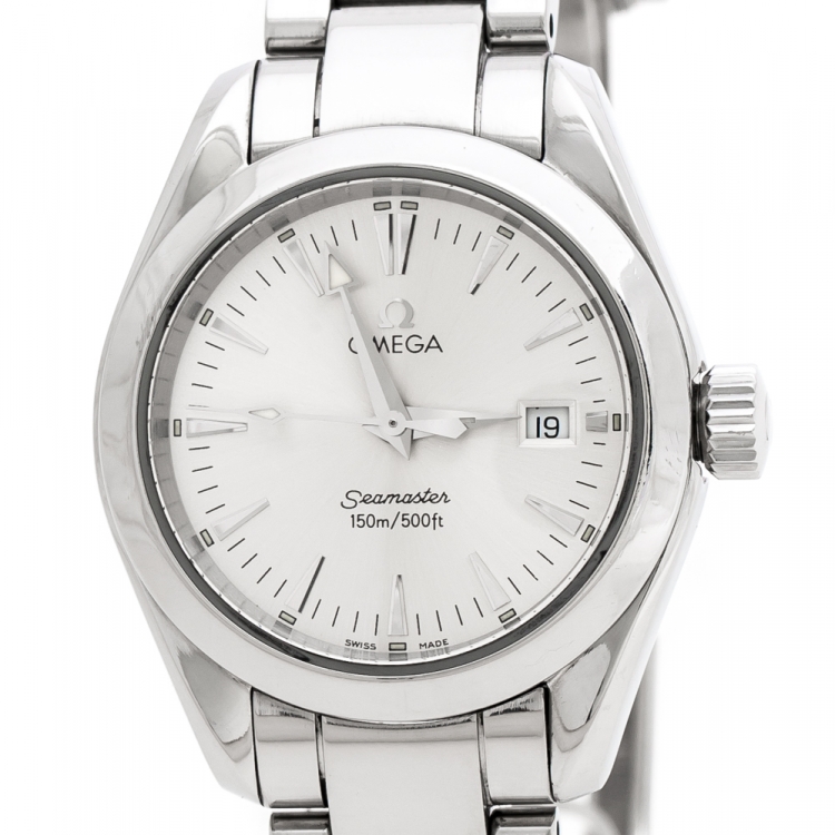 Pre Owned Omega Silver Stainless Steel Seamaster Aqua Terra 2577.30.00 Women's Wristwatch 29 mm
