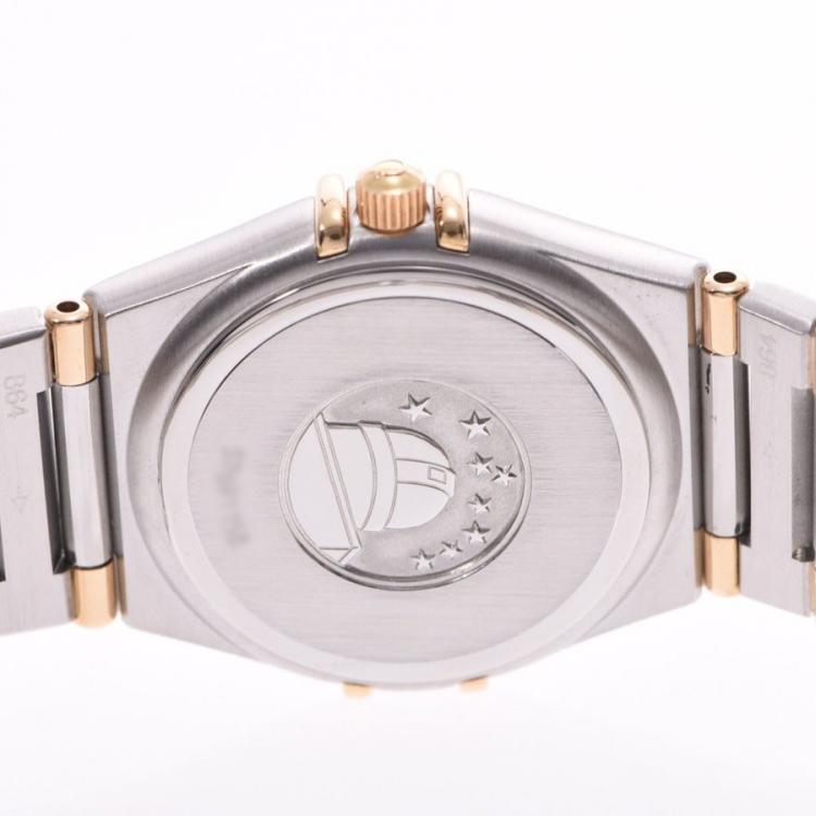 Pre Owned Omega Champagne 18K Yellow Gold And Stainless Steel Constellation 1372.10 Women's Wristwatch 23 MM