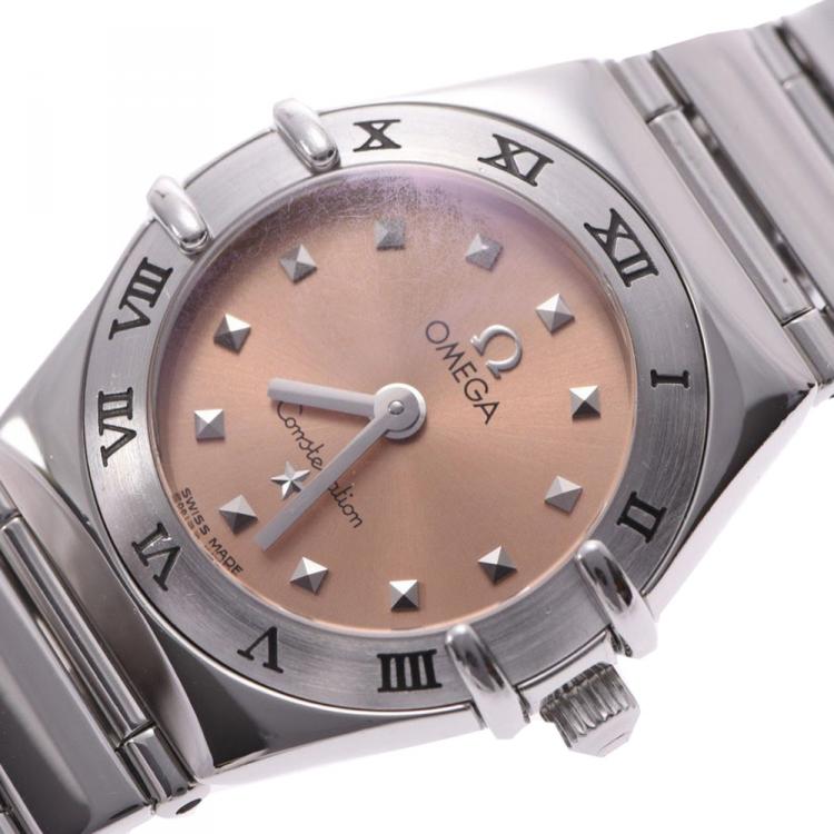 Pre Owned Omega Salmon Stainless Steel Constellation Mini My Choice 1561.51 Women's Wristwatch 21 MM