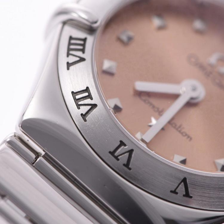 Pre Owned Omega Salmon Stainless Steel Constellation Mini My Choice 1561.51 Women's Wristwatch 21 MM