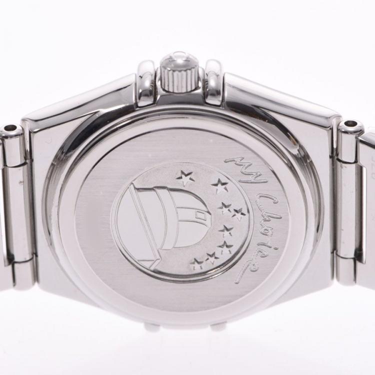 Pre Owned Omega Salmon Stainless Steel Constellation Mini My Choice 1561.51 Women's Wristwatch 21 MM