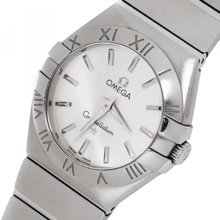 Pre Owned Omega Silver Stainless Steel Constellation 123.10.27.60.02.001 Women's Wristwatch 27 mm