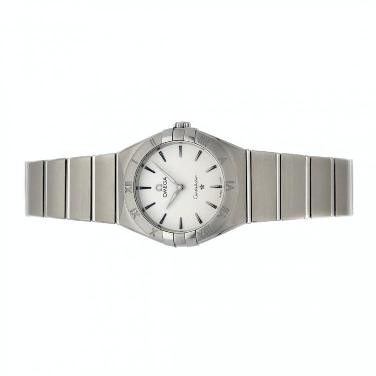 Pre Owned Omega Silver Stainless Steel Constellation Manhattan 131.10.28.60.02.001 Women's Wristwatch 28 MM