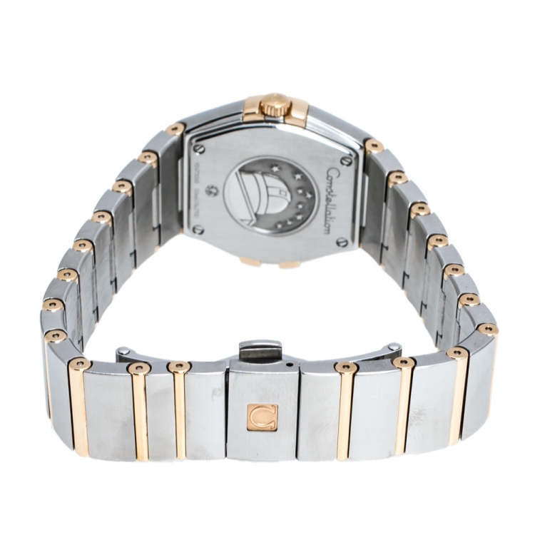 Pre Owned Omega Brown 18K Rose Gold Stainless Steel Diamond Constellation 123.20.27.60.63.001 Women's Wristwatch 27 mm