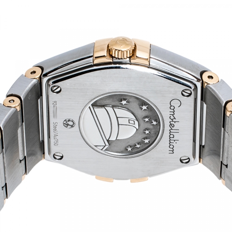 Pre Owned Omega Brown 18K Rose Gold Stainless Steel Diamond Constellation 123.20.27.60.63.001 Women's Wristwatch 27 mm