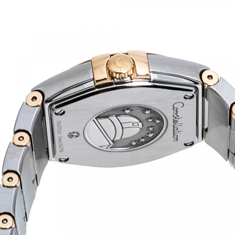 Pre Owned Omega Brown 18K Rose Gold Stainless Steel Diamond Constellation 123.20.27.60.63.001 Women's Wristwatch 27 mm