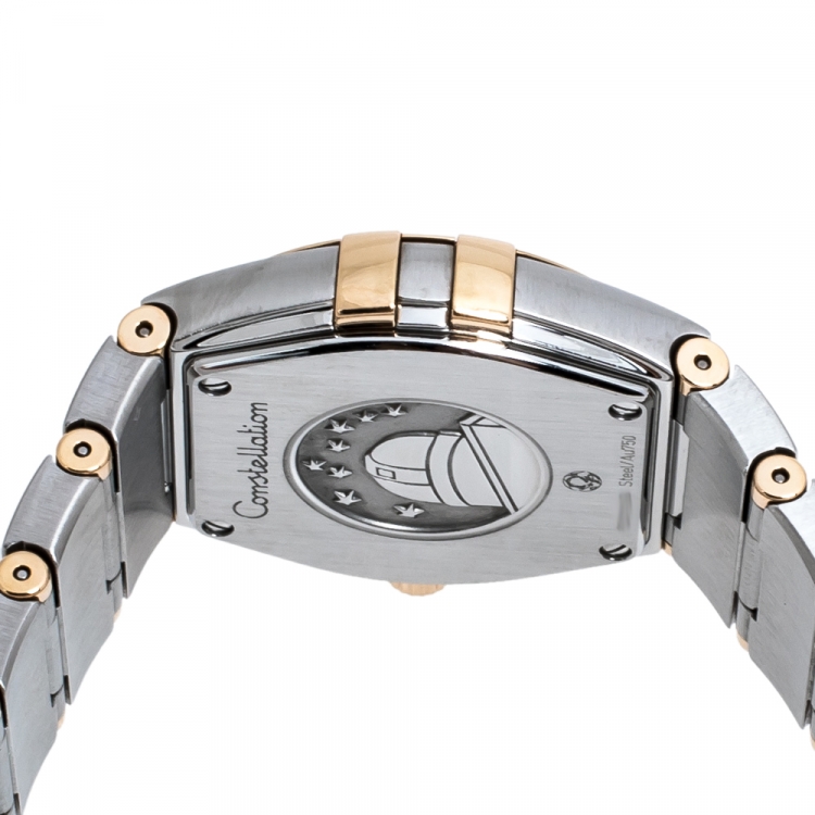 Pre Owned Omega Brown 18K Rose Gold Stainless Steel Diamond Constellation 123.20.27.60.63.001 Women's Wristwatch 27 mm