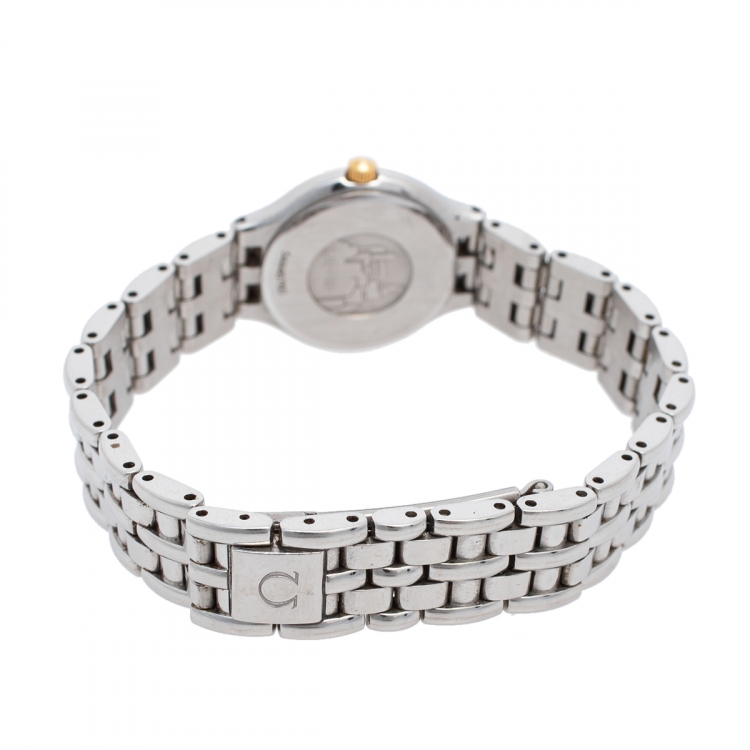 Pre Owned Omega White Two-Tone Stainless Steel DeVille 7950901 Women's Wristwatch 23 mm