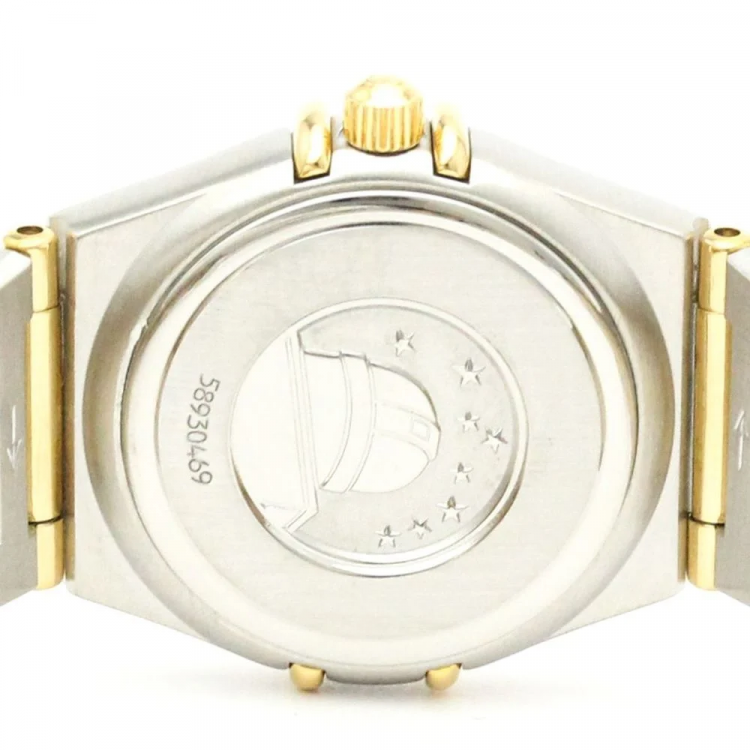 Pre Owned Omega MOP Diamonds 18k Yellow Gold And Stainless Steel Constellation 1262.75 Women's Wristwatch 22 mm