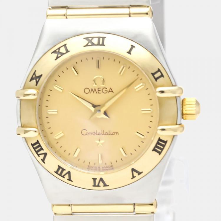 مملوكة مسبقًا Omega Gold 18k Yellow Gold And Stainless Steel Constellation 1262.10 Quartz Women's Wristwatch 22 mm