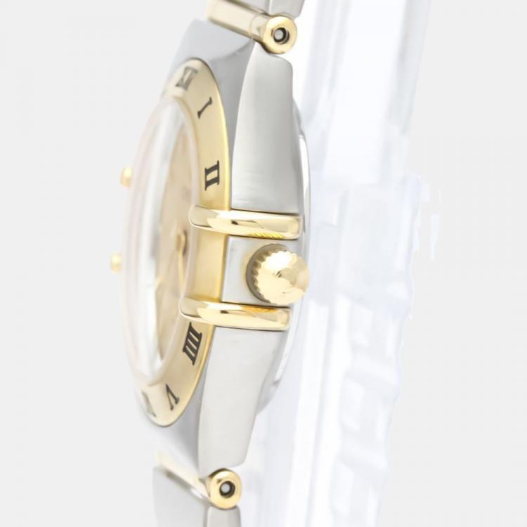 مملوكة مسبقًا Omega Gold 18k Yellow Gold And Stainless Steel Constellation 1262.10 Quartz Women's Wristwatch 22 mm