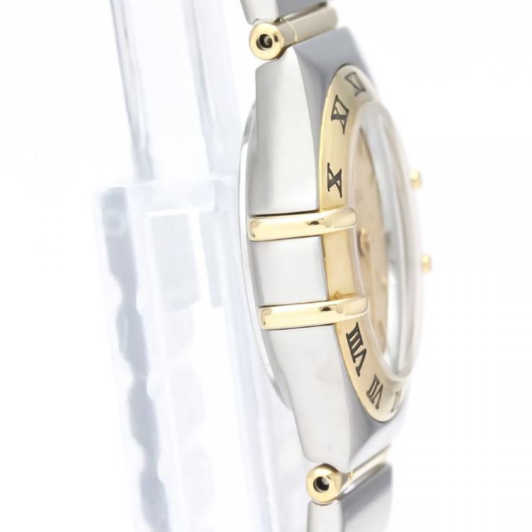 مملوكة مسبقًا Omega Gold 18k Yellow Gold And Stainless Steel Constellation 1262.10 Quartz Women's Wristwatch 22 mm