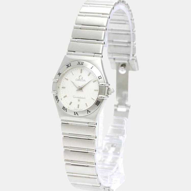 Pre Owned Omega Silver Stainless Steel Constellation 1572.30 Quartz Women's Wristwatch 25 mm