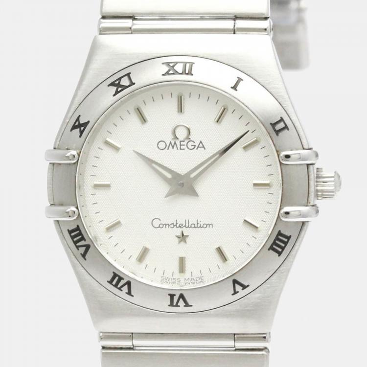 Pre Owned Omega Silver Stainless Steel Constellation 1572.30 Quartz Women's Wristwatch 25 mm
